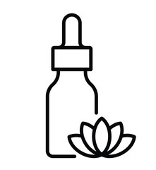 Essential oil line icon. Bottle for oil, scented bergamot or lime. Minimalist modern editable icon. Aromatherapy and cosmetology concept.