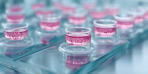 Researching pharmaceutical drugs calibrating stem cells and processing NK cells in labs. Concept Pharmaceutical Research, Stem Cell Processing, NK Cell Studies, Lab Calibrations