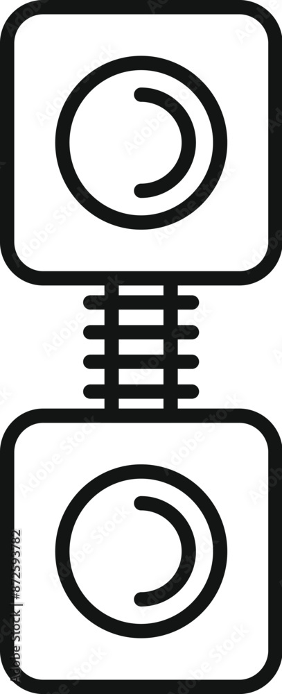 Poster simple outline icon style illustration representing blockchain technology connecting blocks with a c