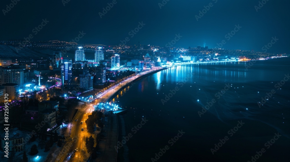 Wall mural Night Cityscape with Reflections