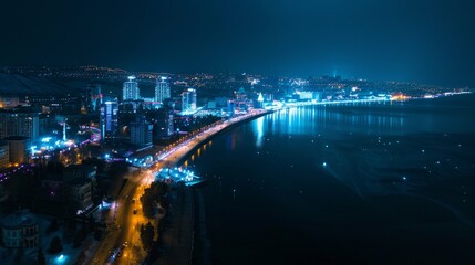 Night Cityscape with Reflections