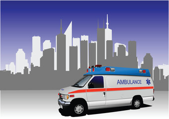 Ambulance car driving in the city for emergency rescue service