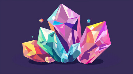 Sparkling jewel or gemstone with many colors. Cute flat illustration