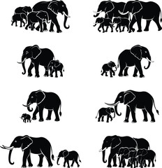 Herd of Elephant Silhouettes Majestic Wildlife Collection 001
