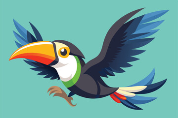 flying toucan vector illustration