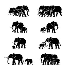 Herd of Elephant Silhouettes Majestic Wildlife Collection 001