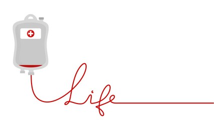 Blood transfusion shaped life word animation for blood donation campaign