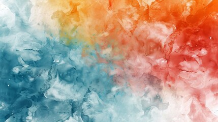 Obraz premium Abstract Watercolor Background - Blue, Orange and Red Swirls