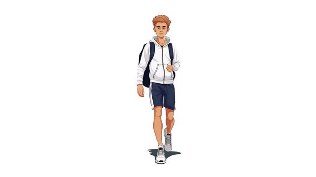 2D sprite sheet for a student cartoon character with short hair, animations: running cycle. Transparent background. The image was generated by AI.