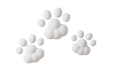 Cartoon pet paws, pet sign, 3d rendering.