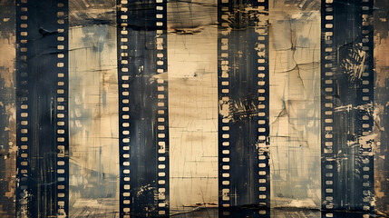 Obraz premium Vintage Film Strip Texture with Distressed and Grunge Effects