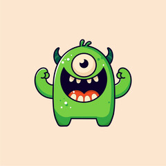 Green monster vector in simple and cute cartoon style © Rovi