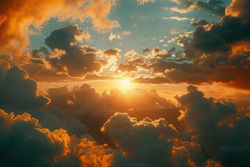 Celestial World concept:Sunset / sunrise with clouds