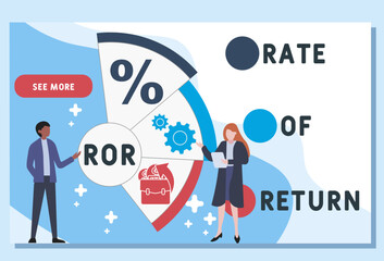 ROR Rate Of Return acronym. business concept background. vector illustration concept with keywords and icons. lettering illustration with icons for web banner, flyer, landing page