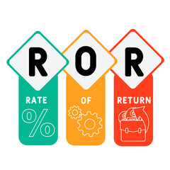 ROR Rate Of Return acronym. business concept background. vector illustration concept with keywords and icons. lettering illustration with icons for web banner, flyer, landing page