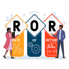 ROR Rate Of Return acronym. business concept background. vector illustration concept with keywords and icons. lettering illustration with icons for web banner, flyer, landing page