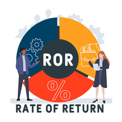 ROR Rate Of Return acronym. business concept background. vector illustration concept with keywords and icons. lettering illustration with icons for web banner, flyer, landing page