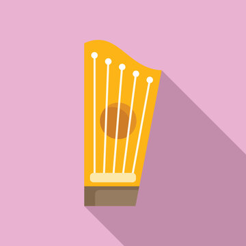 Ancient greek kithara string instrument standing up on a pink background