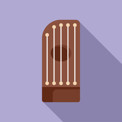 Flat design icon of a traditional russian string instrument with long shadow
