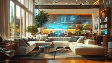 Smart Home Living Room with Modern Design and Technology