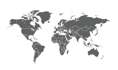 World map isolated on white background. for website layouts, background, education, precise, customizable, Travel worldwide, map silhouette backdrop, earth geography, political, reports.