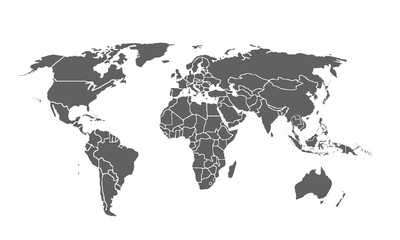 World map isolated on white background. for website layouts, background, education, precise, customizable, Travel worldwide, map silhouette backdrop, earth geography, political, reports.
