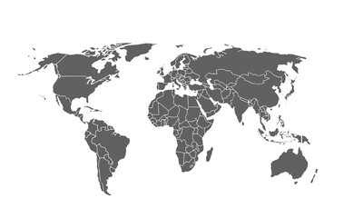 World map isolated on white background. for website layouts, background, education, precise, customizable, Travel worldwide, map silhouette backdrop, earth geography, political, reports.