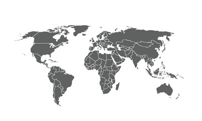 World map isolated on white background. for website layouts, background, education, precise, customizable, Travel worldwide, map silhouette backdrop, earth geography, political, reports.