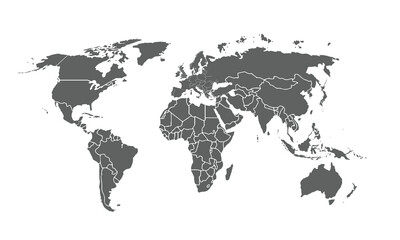 World map isolated on white background. for website layouts, background, education, precise, customizable, Travel worldwide, map silhouette backdrop, earth geography, political, reports.