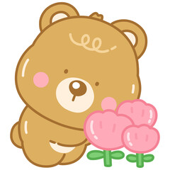 teddy bear with flowers