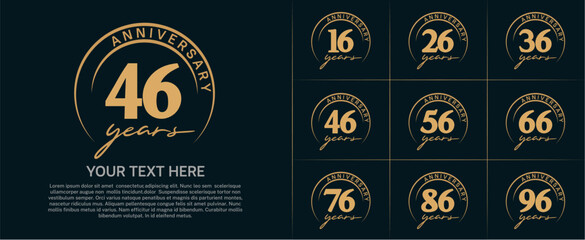 anniversary logotype set vector, brown color with circle for special day celebration