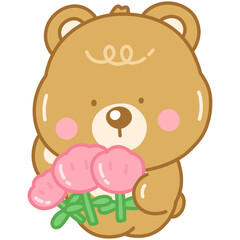 teddy bear with flowers