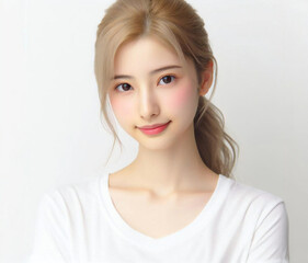 Fototapeta premium 白いTシャツの美女