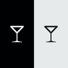 Martini glass icon, vector. Two-tone version on black and white background
