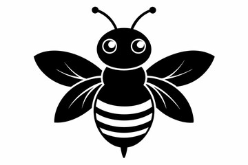 black and white Bee silhouette, bee vector illustration, bee silhouette, animal silhouette isolated vector Illustration, png, Funny cute bee, Jumping cartoon bees