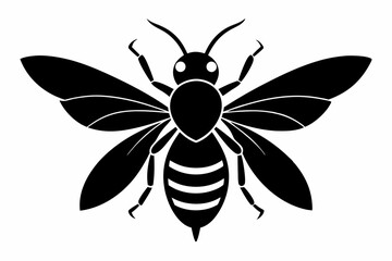 black and white Bee silhouette, bee vector illustration, bee silhouette, animal silhouette isolated vector Illustration, png, Funny cute bee, Jumping cartoon bees