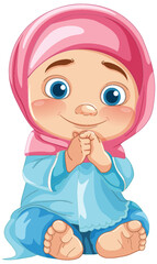 Cute baby girl wearing a pink hijab