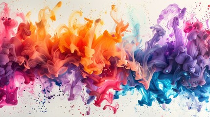 Colorful ink splashes in abstract formation