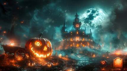 Fototapeta premium halloween background with pumpkin