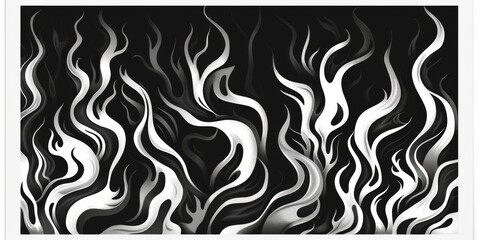 Fototapeta premium flames, rectangular design, black and white vector drawing, 