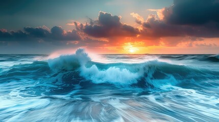 Fototapeta premium Dreamy seascape with blurred waves