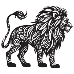 Fototapeta premium Lion silhouette vector and icon