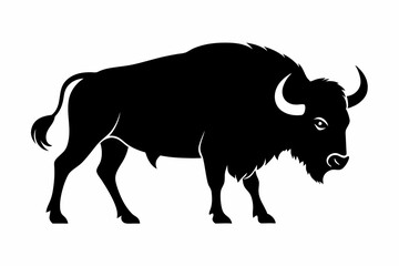 silhouette of a bull, bison vector illustration, bison silhouette, animal silhouette isolated vector Illustration, png, Funny cute bison, Jumping cartoon bisons