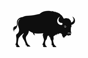 silhouette of a bull, bison vector illustration, bison silhouette, animal silhouette isolated vector Illustration, png, Funny cute bison, Jumping cartoon bisons