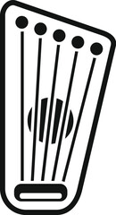 Black and white icon of a gusli, a traditional slavic stringed musical instrument