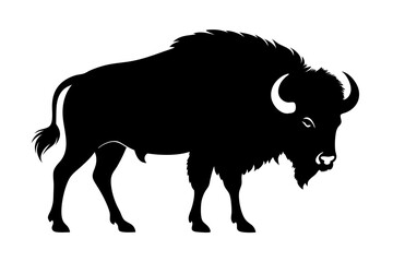 silhouette of a bull, bison vector illustration, bison silhouette, animal silhouette isolated vector Illustration, png, Funny cute bison, Jumping cartoon bisons