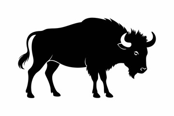 silhouette of a bull, bison vector illustration, bison silhouette, animal silhouette isolated vector Illustration, png, Funny cute bison, Jumping cartoon bisons