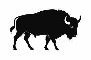 silhouette of a bull, bison vector illustration, bison silhouette, animal silhouette isolated vector Illustration, png, Funny cute bison, Jumping cartoon bisons