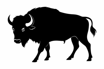 silhouette of a bull, bison vector illustration, bison silhouette, animal silhouette isolated vector Illustration, png, Funny cute bison, Jumping cartoon bisons