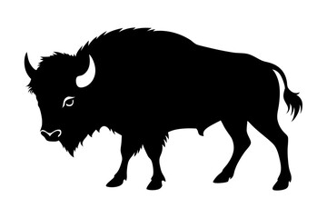 silhouette of a bull, bison vector illustration, bison silhouette, animal silhouette isolated vector Illustration, png, Funny cute bison, Jumping cartoon bisons